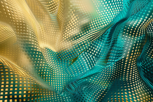 Abstract fractal background with golden and blue pattern