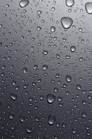 Water drops on metallic surface