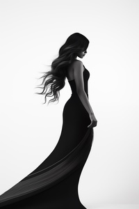 Black and white portrait of a beautiful woman with curve and line  2