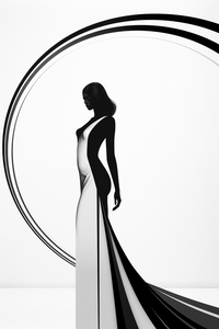 Black and white portrait of a beautiful woman with curve and line  4