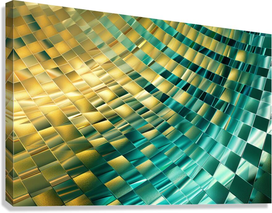 Abstract fractal background with golden and blue pattern Canvas Print