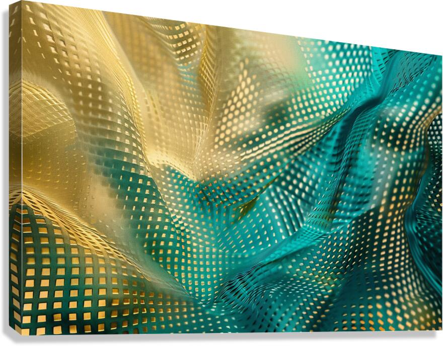 Abstract fractal background with golden and blue pattern Canvas Print