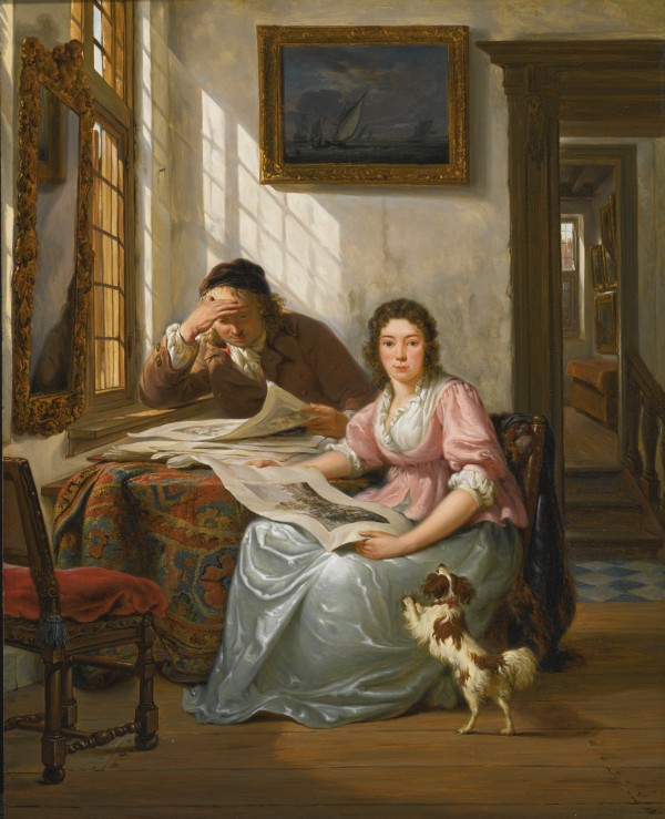 Interior with a collector and his wife Print
