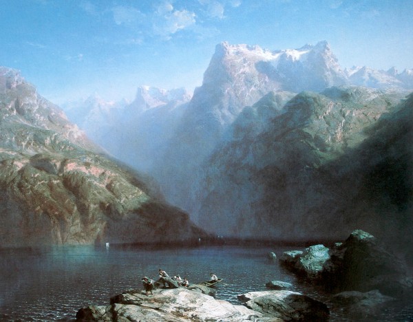 Lake between the cliffs Print