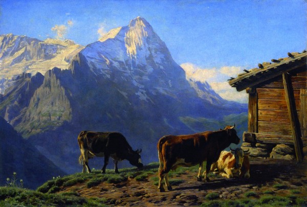 Landscape with cows Print
