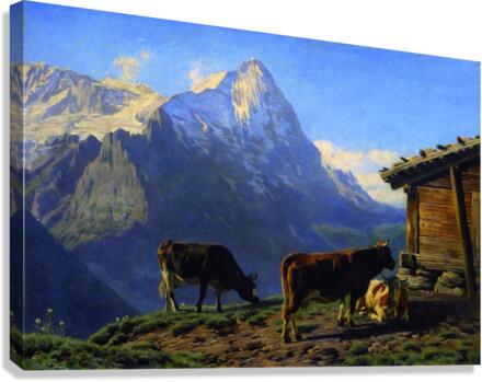 Landscape with cows Canvas Print