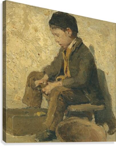 A young boy working Canvas Print