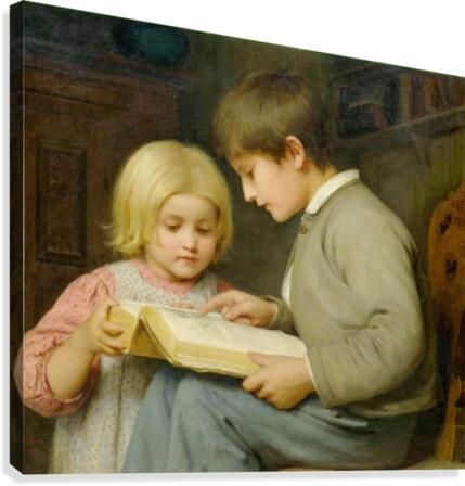 Two brothes reading Canvas Print