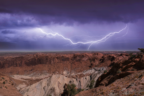 Lightning over Upheaval Dome by Derrick Cochran