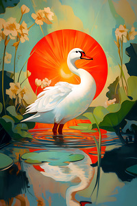 Sunset Swan