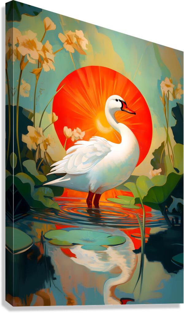 Sunset Swan Canvas Print