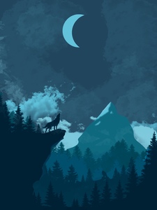 Mountain Wolf Night