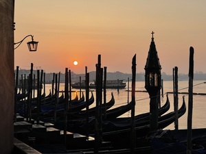 Sunrise boats Venice