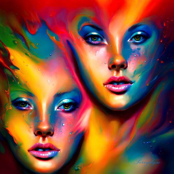Liquid Faces 2 Print