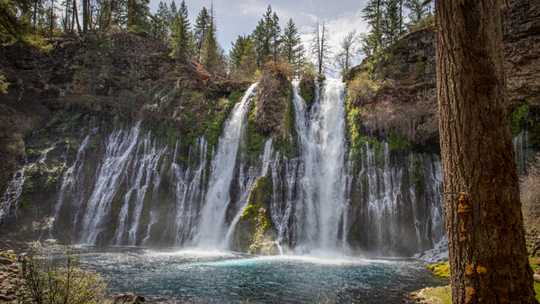 Burney Falls 3 Piece from the Bottom Print
