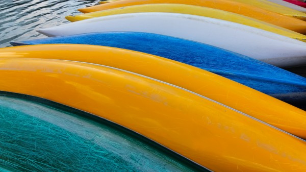 Canoes at Moraine Lake Canada Print