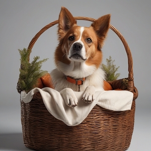 ultra realistisch 8 k a Dog basket with d