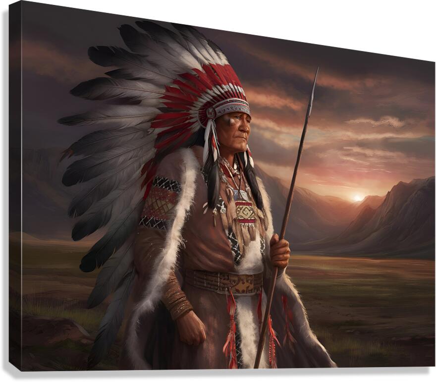 red Indian chief stand tall by Tamer Al akshar Wall Art