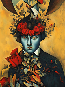 Outside her gate with roses