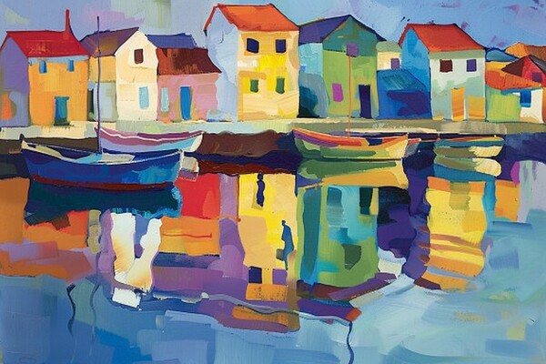 REFLECTIONS IN THE HARBOR Print