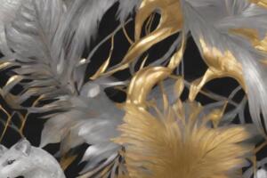 Elegance in Time: Mystical Gold Black and White Feathered Time Piece Collection 3
