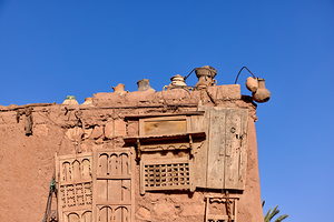 A low angle view of an adobe building in Ait ben haddou Morocco