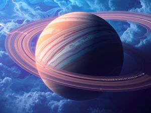  A Gas Giant with Beautiful Swirling Clouds and Glowing Storms