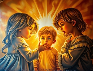 A radiant and luxurious mural depicting children