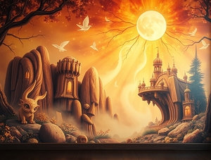 A stunning natural landscape wall paintings wonderful natural drawings artistic coordination soothing to the eye full of romance and imagination