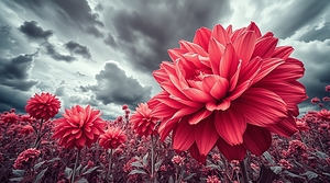 A classic flower mural in infrared with intense d