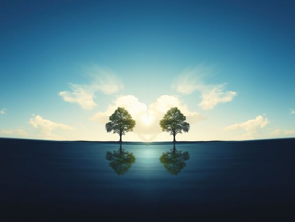 A Heart-Shaped Reflection in Water Print