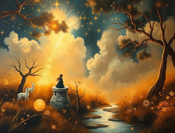 A wall art drawing by an artists imagination Print