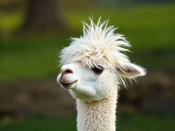 Alpaca with a Funky Hairstyle Print