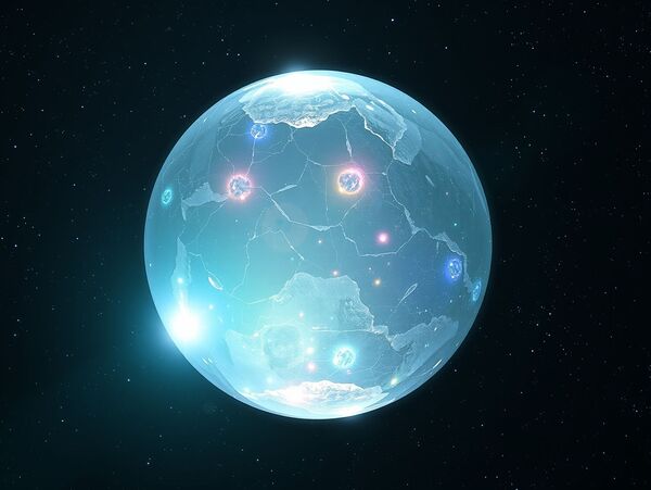  A Crystal Planet Floating in Deep Space Print