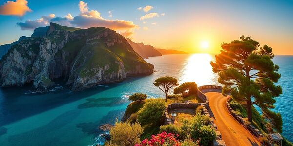 A vivid vibrant photo of a breathtaking coastal sunset  by nor 2020
