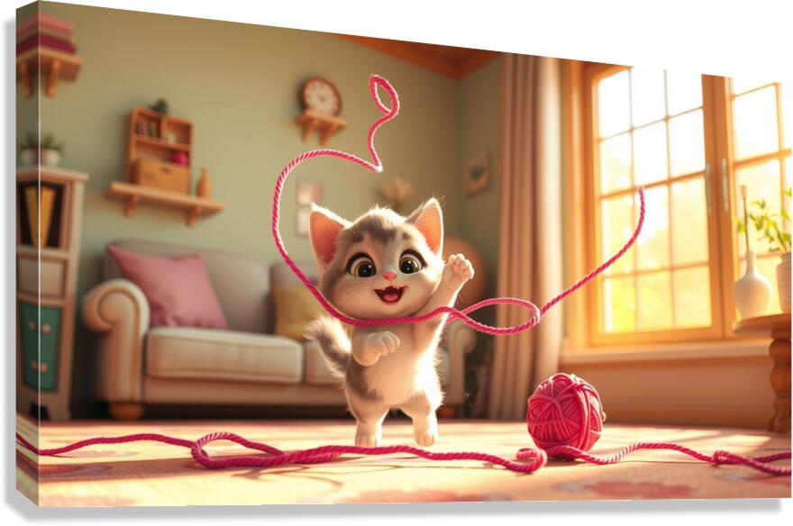 Un Petit Chat Joue Avec Un eybtZ Canvas Print