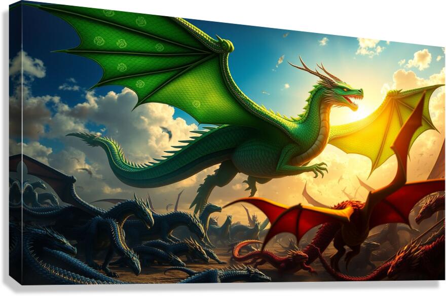 Green Dragon Dragon Has Pine Cone s4VGi Canvas Print
