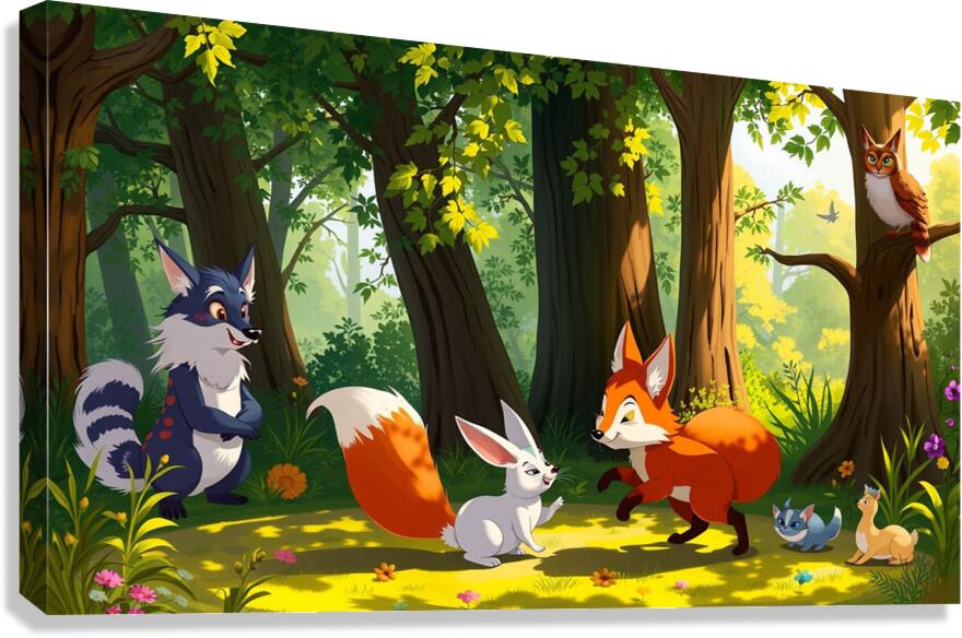 Collection of cute jungle animals Canvas Print