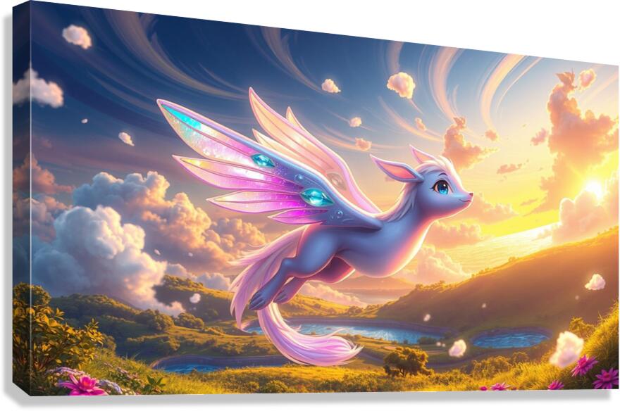 Image of an angel with the shape of a horse but an angel that flies Canvas Print