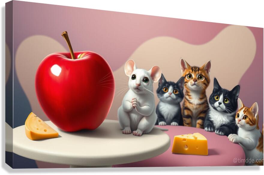 A White Mouse Eating A Medium KUCIu Canvas Print