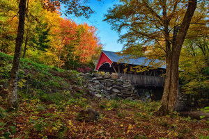 Covered bridge in Franconias Flume Gorge