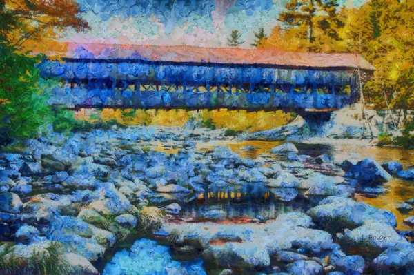 Albany covered bridge in digital art by Jeff Folger