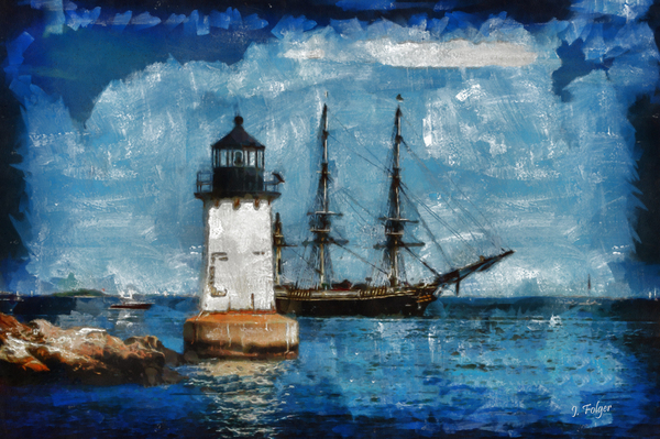 Wharf view of Salem Lighthouse by Jeff Folger