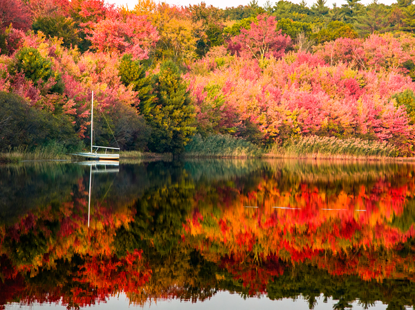 Rhode Island Reflection of the fall colors by Jeff Folger