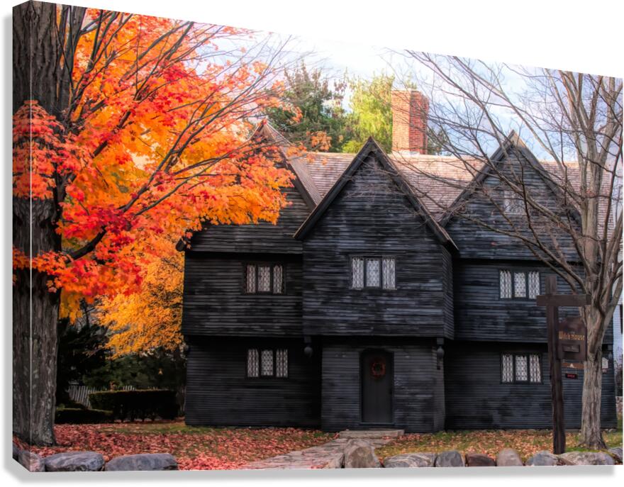 Seasons of Mystery: The Enigmatic Charm of Salems Witch House Canvas Print