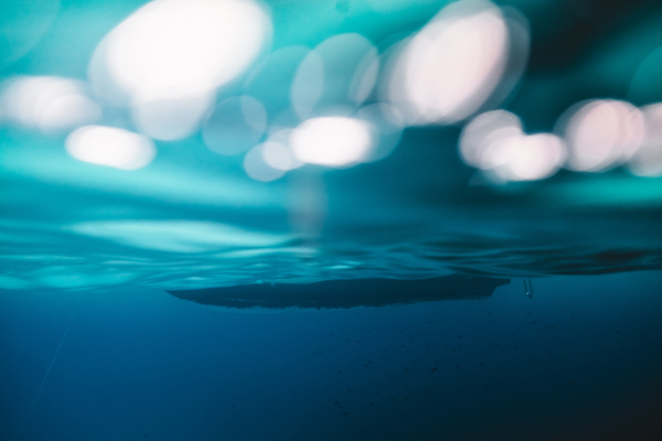 Boat in the sea underwater by simowave