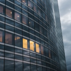 Illuminated window on the skyscraper