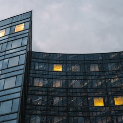 Illuminated window on the skyscraper
