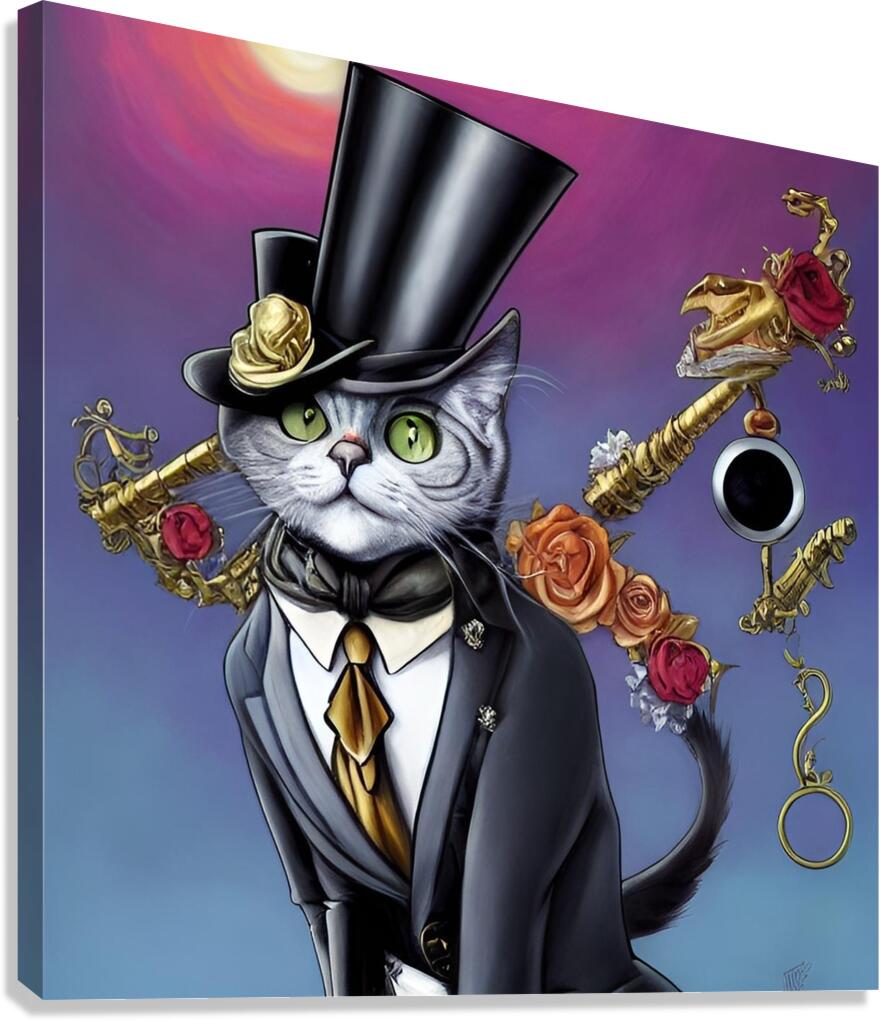 Top Hat Cat Canvas Print
