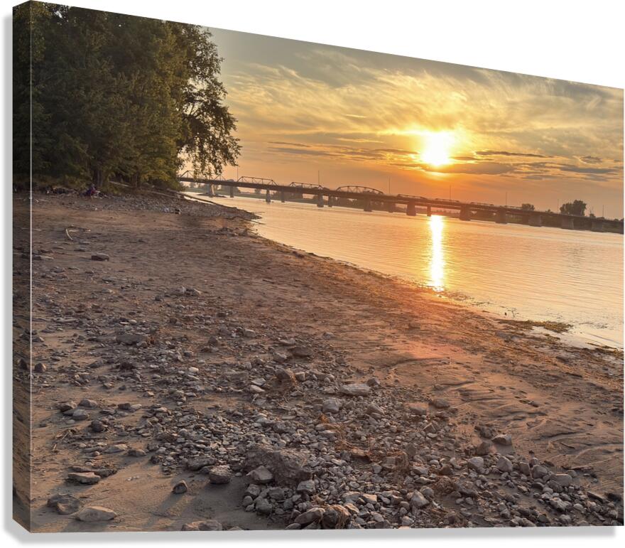 Sunset on a bridge Canvas Print